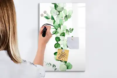 Glazen magneetbord met decoratieve print met rietbladeren
