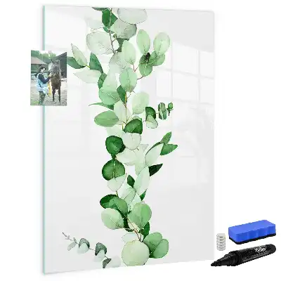 Glazen magneetbord met decoratieve print met rietbladeren