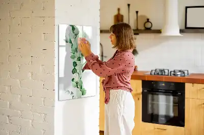 Glazen magneetbord met decoratieve print met rietbladeren