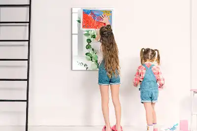 Glazen magneetbord met decoratieve print met rietbladeren