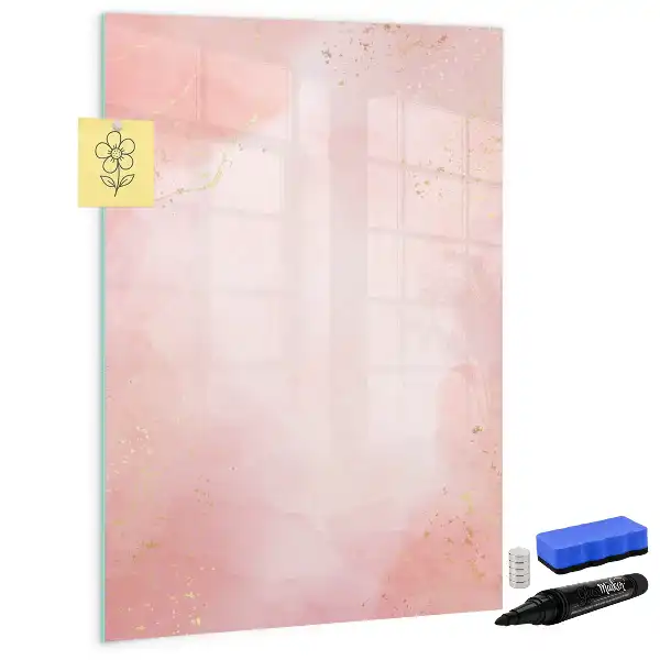 Magnetisch memobord van glas roze marmer effect
