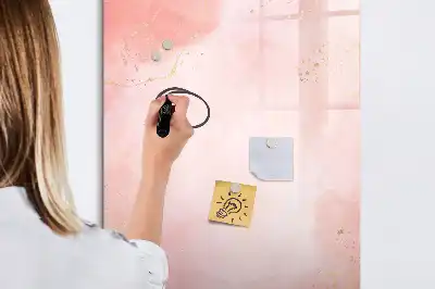 Magnetisch memobord van glas roze marmer effect