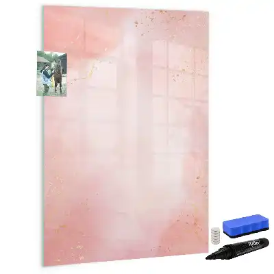Magnetisch memobord van glas roze marmer effect