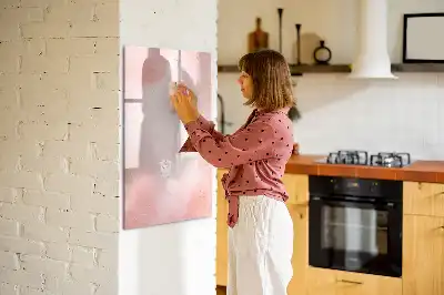 Magnetisch memobord van glas roze marmer effect