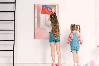 Magnetisch memobord van glas roze marmer effect