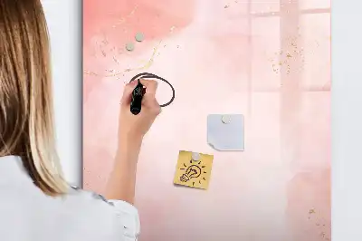 Magnetisch memobord van glas roze marmer effect