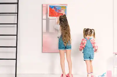 Magnetisch memobord van glas roze marmer effect