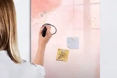 Magnetisch memobord van glas roze marmer effect