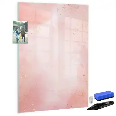 Magnetisch memobord van glas roze marmer effect