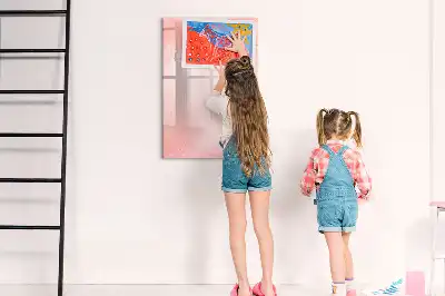 Magnetisch memobord van glas roze marmer effect