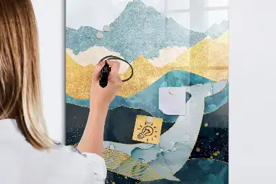 Glazen magneetbord met decoratieve print van een marmeren walvis