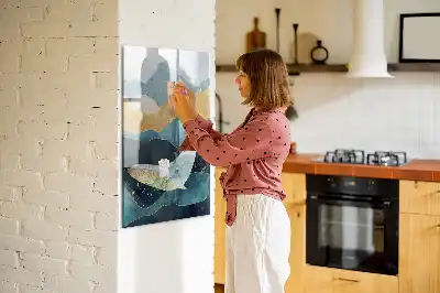 Glazen magneetbord met decoratieve print van een marmeren walvis