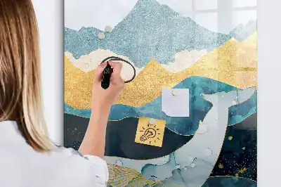 Glazen magneetbord met decoratieve print van een marmeren walvis