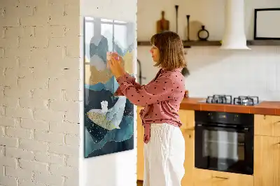 Glazen magneetbord met decoratieve print van een marmeren walvis