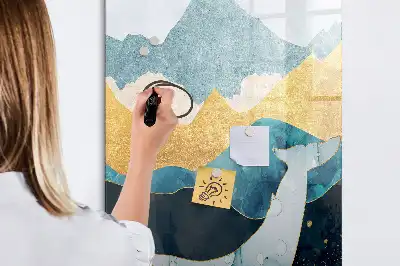 Glazen magneetbord met decoratieve print van een marmeren walvis