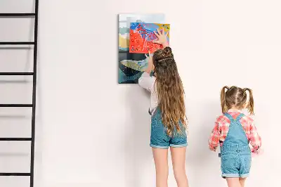 Glazen magneetbord met decoratieve print van een marmeren walvis