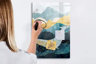Glazen magneetbord met decoratieve print van een marmeren walvis