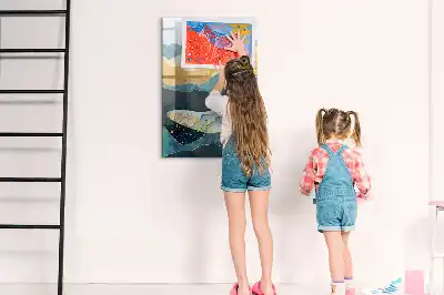 Glazen magneetbord met decoratieve print van een marmeren walvis