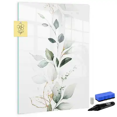 Magnetisch glazen memobord voor aan de muur met rietbladeren