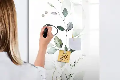 Magnetisch glazen memobord voor aan de muur met rietbladeren