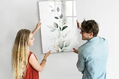 Magnetisch glazen memobord voor aan de muur met rietbladeren