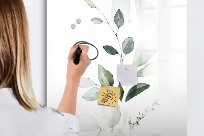Magnetisch glazen memobord voor aan de muur met rietbladeren