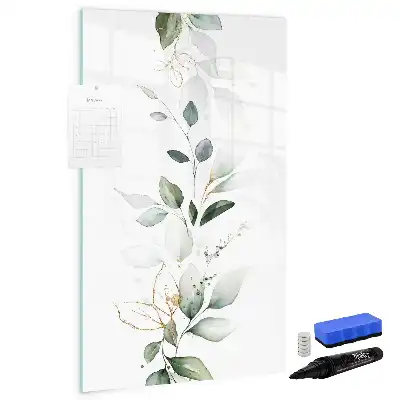 Magnetisch glazen memobord voor aan de muur met rietbladeren