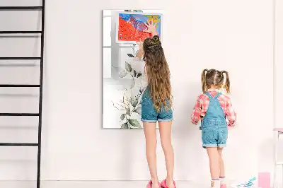 Magnetisch glazen memobord voor aan de muur met rietbladeren