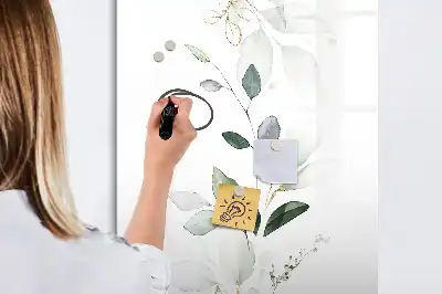 Magnetisch glazen memobord voor aan de muur met rietbladeren