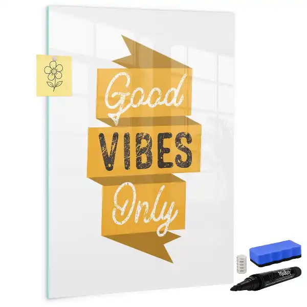 Glazen magneetbord met decoratieve print Alleen goede vibes