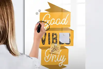 Glazen magneetbord met decoratieve print Alleen goede vibes