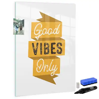 Glazen magneetbord met decoratieve print Alleen goede vibes