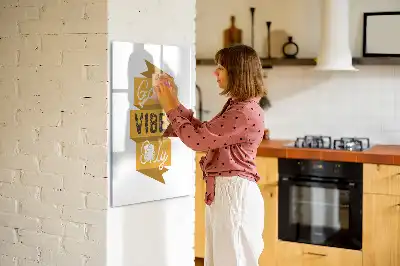 Glazen magneetbord met decoratieve print Alleen goede vibes