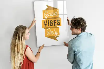 Glazen magneetbord met decoratieve print Alleen goede vibes