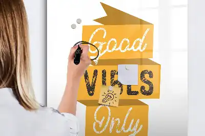 Glazen magneetbord met decoratieve print Alleen goede vibes