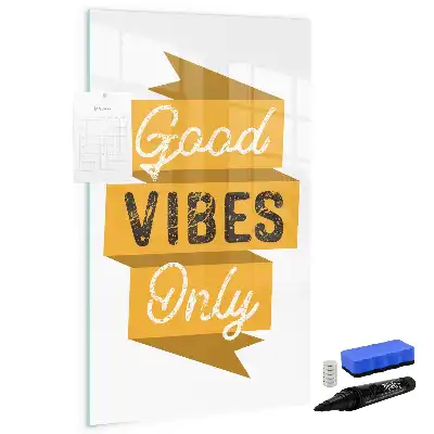 Glazen magneetbord met decoratieve print Alleen goede vibes