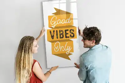 Glazen magneetbord met decoratieve print Alleen goede vibes