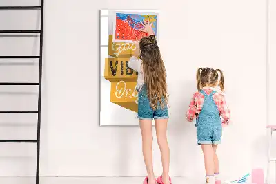 Glazen magneetbord met decoratieve print Alleen goede vibes