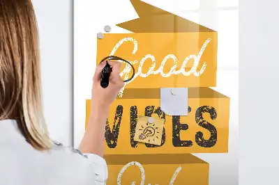 Glazen magneetbord met decoratieve print Alleen goede vibes