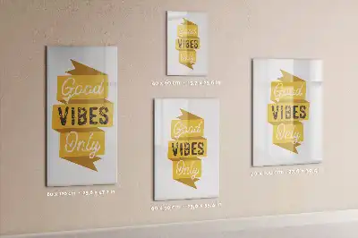 Glazen magneetbord met decoratieve print Alleen goede vibes