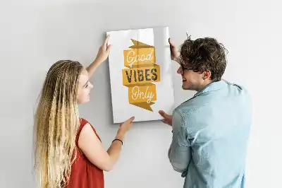 Glazen magneetbord met decoratieve print Alleen goede vibes