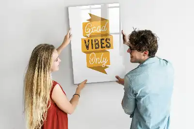 Glazen magneetbord met decoratieve print Alleen goede vibes