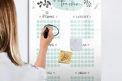 Magnetisch glazen memobord voor aan de muur gewoonte-tracker