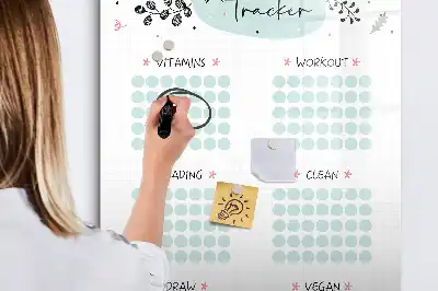 Magnetisch glazen memobord voor aan de muur gewoonte-tracker