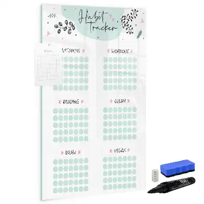 Magnetisch glazen memobord voor aan de muur gewoonte-tracker