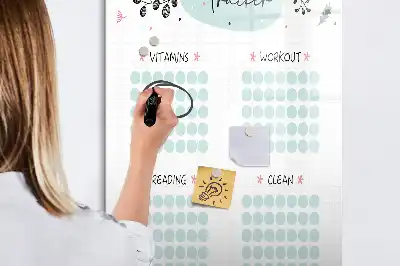 Magnetisch glazen memobord voor aan de muur gewoonte-tracker