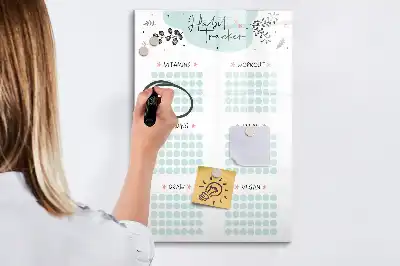 Magnetisch glazen memobord voor aan de muur gewoonte-tracker