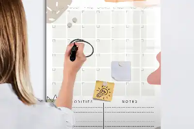 Glazen maandplanner magnetisch memobord voor aan de muur