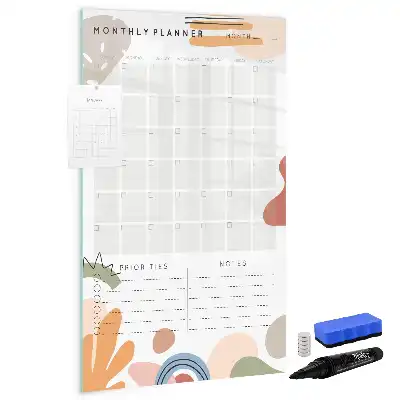 Glazen maandplanner magnetisch memobord voor aan de muur