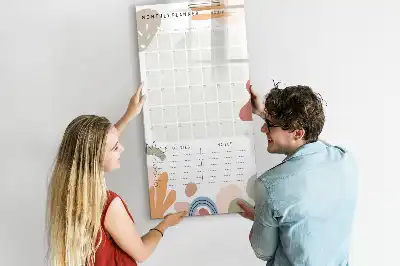 Glazen maandplanner magnetisch memobord voor aan de muur